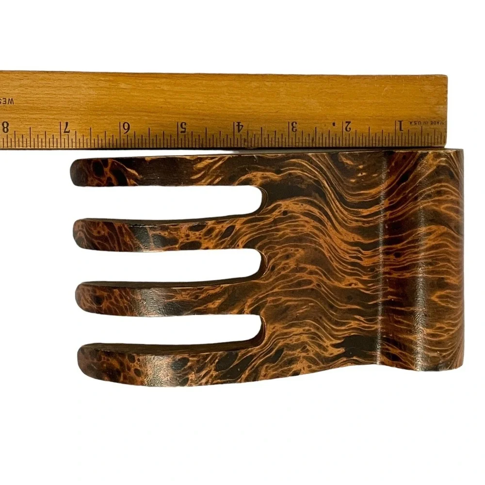 Salad Hands Servers Set of 2 Brown Burl Wood Grain Finish